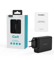 Choetech lādētājs GaN 140W 4 porti (2x USB C, 2x USB) melns (PD6005)