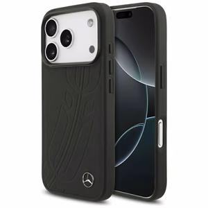 Mercedes Leather Large Laurel Leave MagSafe Чехол для iPhone 17 Pro - чёрный