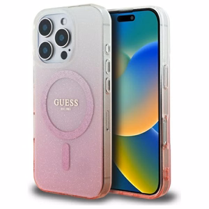 Guess IML Spīdumu gradients Magnētiskais viedtālruņa apvalks iPhone 16 Pro - rozā