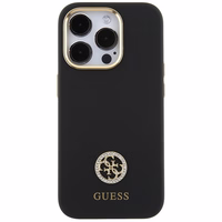 Guess silikona Logo Strass 4G viedtālruņa apvalks iPhone 15 Pro - melns