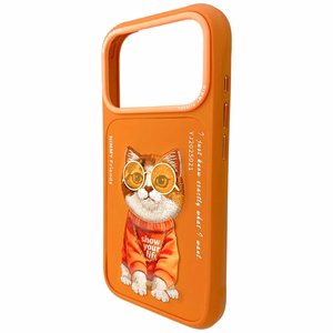 Чехол Nimmy Glasses Cool Cat для iPhone 17 Pro Max - оранжевый