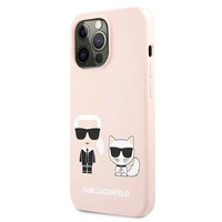 Karl Lagerfeld Silikonais Karl&Choupette apvalks iPhone 13 Pro / iPhone 13 - gaiši rozā krāsas