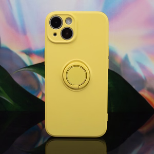 Viedtālruņa apvalks ar pirksta turētāju iPhone 15 6,1" dzeltens