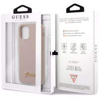 Guess GUHCP12SLSLMGLP iPhone 12 mini 5.4" gaiši rozā/gaiši rozā cietais apvalks Silikona uzraksts Zelta logotips