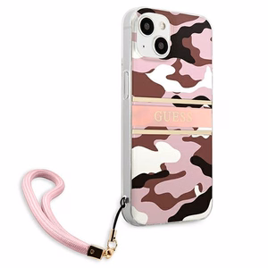 Guess GUHCP13SKCABPI iPhone 13 mini 5.4" rozā/rozā cietais apvalks Camo Siksnas Kolekcija