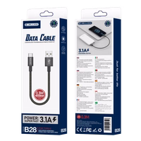 JELLICO kabelis B28 USB-C 3.1A 0.3M melns