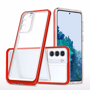 Clear 3in1 viedtālruņa apvalks Samsung Galaxy S23 silikona apvalks ar rāmi sarkans