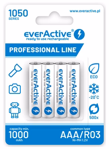 Uzlādējamas baterijas everActive Ni-MH R03 AAA 1050 mAh Professional Line