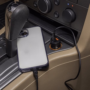 Forever CC-06 PD QC car charger 1x USB-C 1x USB 20W black + USB-C - USB-C cable 60W