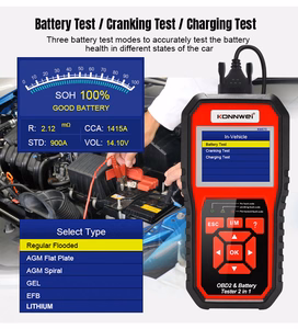 Konnwei KW870 OBD2 diagnostikas skeneris un akumulatoru testeris