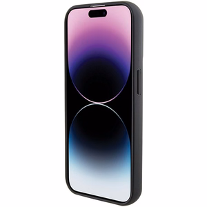 Karl Lagerfeld Gripstand Saffiano Choupette Pins viedtālruņa apvalks iPhone 14 Pro Max - melns