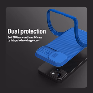 Nillkin CamShield Pro magnētiskais viedtālruņa apvalks iPhone 15 Plus ar kameras aizsardzību - zils
