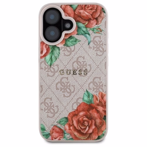 Guess GUHMP16SP4ROPEMCP iPhone 16 6.1" rozā/rozā cietais apvalks 4G Ziedu Druka Magnētiskais