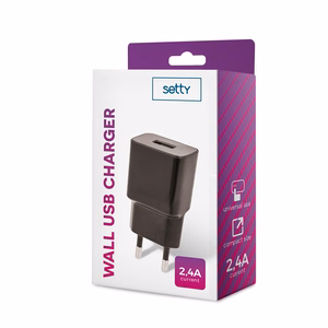 Setty lādētājs 1x USB 2,4A melns