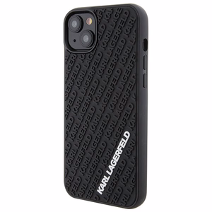 Karl Lagerfeld 3D gumijas daudzveidīgs logotips viedtālruņa apvalks iPhone 15 Plus - melns