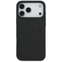 Mercedes Ādas Vintage Logo Magnētiskais Viedtālruņa apvalks iPhone 17 Pro Max - Melns