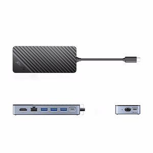 Orico OM28PR-G2 USB-C dokstacija ar M.2 diska slotu + 1 x USB-A 3.2 + 1x USB-C 3.2 + 2x USB-A 2.0 + 1x HDMI + 1x Ethernet - melna
