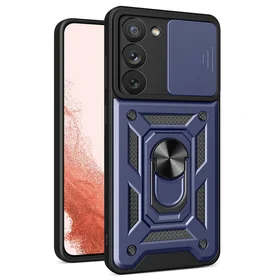 Hybrid Armor Camshield viedtālruņa apvalks Samsung Galaxy S23+ bruņots apvalks ar kameras vāciņu zils