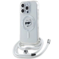 Karl Lagerfeld IML Choupette Head & Cord magnētiskais viedtālruņa apvalks iPhone 15 Pro - caurspīdīgs