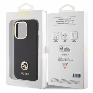 Guess silikona Logo Strass 4G viedtālruņa apvalks iPhone 15 Pro - melns