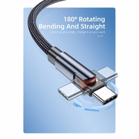 USB Kabelis Essager "Universal" (180' corner) Sarkans "Type-C" 200cm (up to 3A)