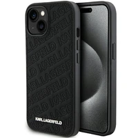 Karl Lagerfeld Kviltēts K Pattern apvalks viedtālrunim iPhone 15 Plus / 14 Plus - melns