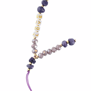 LOVE tālruņa siksniņa, piekariņš / auklas garums 44 cm (22 cm cilpā) / uz rokas – violets