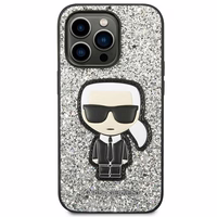 Karl Lagerfeld KLHCP14XGFKPG iPhone 14 Pro Max 6.7 "cietais apvalks sudraba / sudraba Mirdzošās Pārslas Ikonik