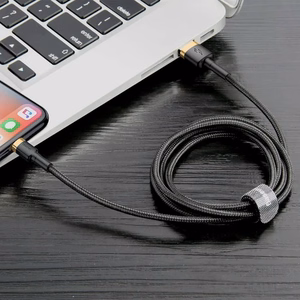 USB Kabelis Baseus Cafule melns / zeltains Lightning 100cm