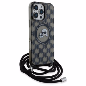 Karl Lagerfeld IML pār plecu monogrammas Karl un Choupette galvas MagSafe viedtālruņa apvalks iPhone 16 Pro - melns