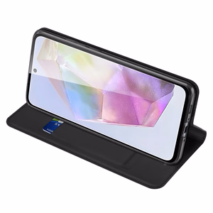 Dux Ducis Skin Pro viedtālruņa apvalks Samsung Galaxy A36 5G / A56 5G ar atveramu vāciņu un kartes slotu - melns
