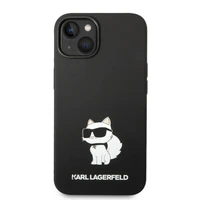 Karl Lagerfeld KLHMP14MSNCHBCK iPhone 14 Plus 6.7" melns silikona viedtālruņa apvalks Choupette, magnētiskais (MagSafe)