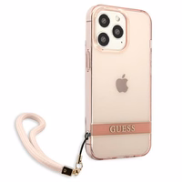 Guess caurspīdīga siksna apvalks iPhone 13 Pro / 13 6.1" - rozā