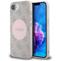 Guess 4G Circle Classic Logo Magnētiskais viedtālruņa apvalks iPhone 16e - rozā