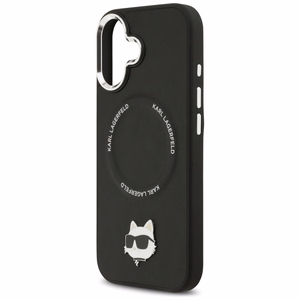 Karl Lagerfeld Choupette Pin Magnētiskais viedtālruņa apvalks iPhone 17 - melns