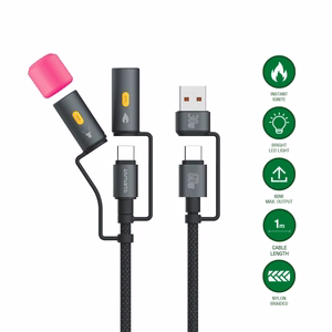 4in1 USB-C kabeļu komplekts Explorer 60W 1m melns