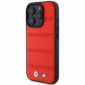 BMW M Perforēts un Šūts Līnija Magnētiskais viedtālruņa apvalks iPhone 16 Pro - sarkans