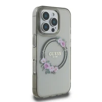 Guess GUHMP16XHFWFCK iPhone 16 Pro Max 6.9" melns/melns cietais apvalks IML Flowers Wreath Magnētiskais