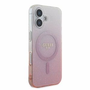 Guess IML Glitter Gradient MagSafe viedtālruņa apvalks iPhone 16 - rozā