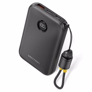 Vention FKAB0-C 10000mAh 22.5W portatīvais lādētājs USB melns