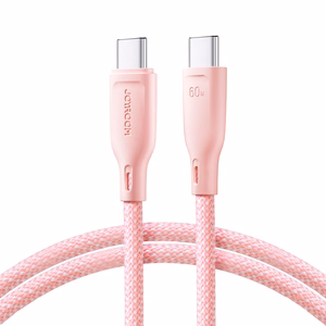 Joyroom Multi-Color sērijas S-A34 USB-C / USB-C PD 60W 1m kabelis - rozā