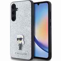 Karl Lagerfeld Fiksēts Mirdzošs Ikonik Logo Metal Pin viedtālruņa apvalks Samsung Galaxy A35 - sudraba