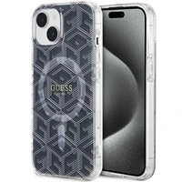 Guess IML GCube Magnētiskais viedtālruņa apvalks iPhone 15 / 14 / 13 - melna
