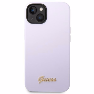 Guess silikona Vintage Gold Logo maciņš iPhone 14 / 15 Plus violets