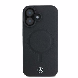 Mercedes gludas ādas magnētiskais iPhone 16 Plus viedtālruņa apvalks - melns