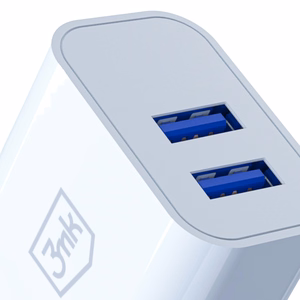 3mk FlowPower 10W 2.4A 2A sienas lādētājs - balts