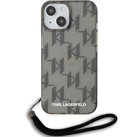 Karl Lagerfeld IML Mono KL Pattern & Cord viedtālruņa apvalks iPhone 15 / 14 / 13 - melns