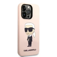 Karl Lagerfeld KLHCP14LSNIKBCP iPhone 14 Pro 6.1" cietais viedtālruņa apvalks rozā/rozā Silikona Ikonik