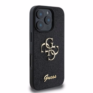 Guess Fiksētais spīdīgais 4G apvalks iPhone 16 Pro Max (m) - melns