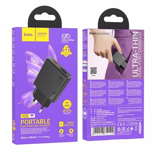 Phone charger Hoco Slim USB A + USB C QC3.0 PD 3A 20W N38 black